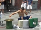 Amazing Street Drummer With Buckets