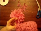 How to Crochet Baby Square Shape Hat & make Pom-Poms Part 3