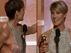 Robin Wright's Wardrobe Malfunction: Golden Globe Awards 2014